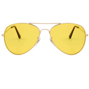 RobRia aviator color-therapy glasses with yellow lens for mood boost and confident style.