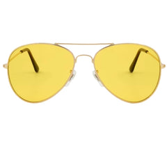 RobRia aviator color-therapy glasses with yellow lens for mood boost and confident style.