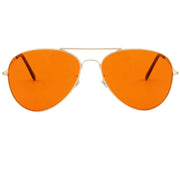 RobRia aviator-style glasses with orange lens for mood-boosting style and daily wear.