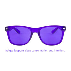 RobRia indigo lenses provide calm focus for work, study, or creative tasks
