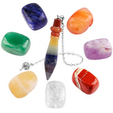 Rockcloud healing crystal 7pc stones set with polished palm stones for chakra balance.