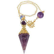 Rockcloud healing crystal pendulum amethyst for divination and energy work.