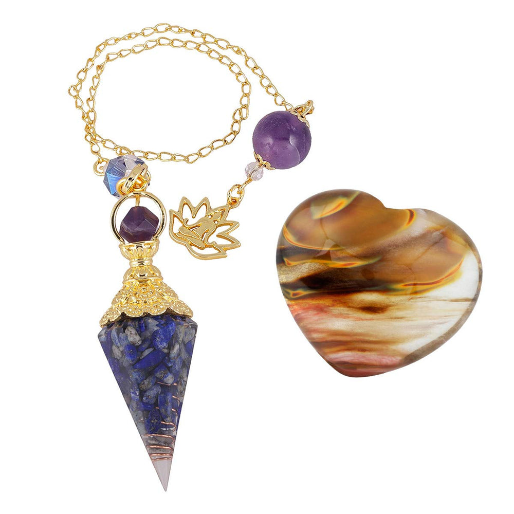 Rockcloud healing crystal point pendulum in lapis lazuli for guided divination