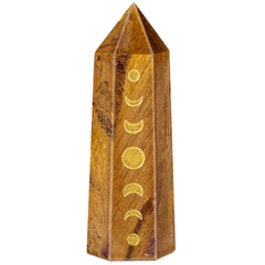 Rockcloud Moon Phase Engraved Crystal Point for meditation and focus.