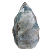 Rockcloud Ocean Jasper Flame Tower top view shows the flame shape and natural color variations for decor ideas