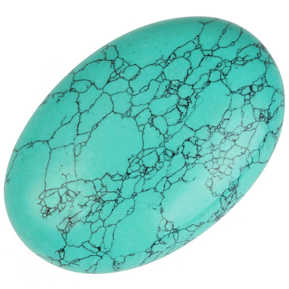 Rockcloud Oval Worry Stone in green howlite turquoise, handheld calm aid and decorative piece.