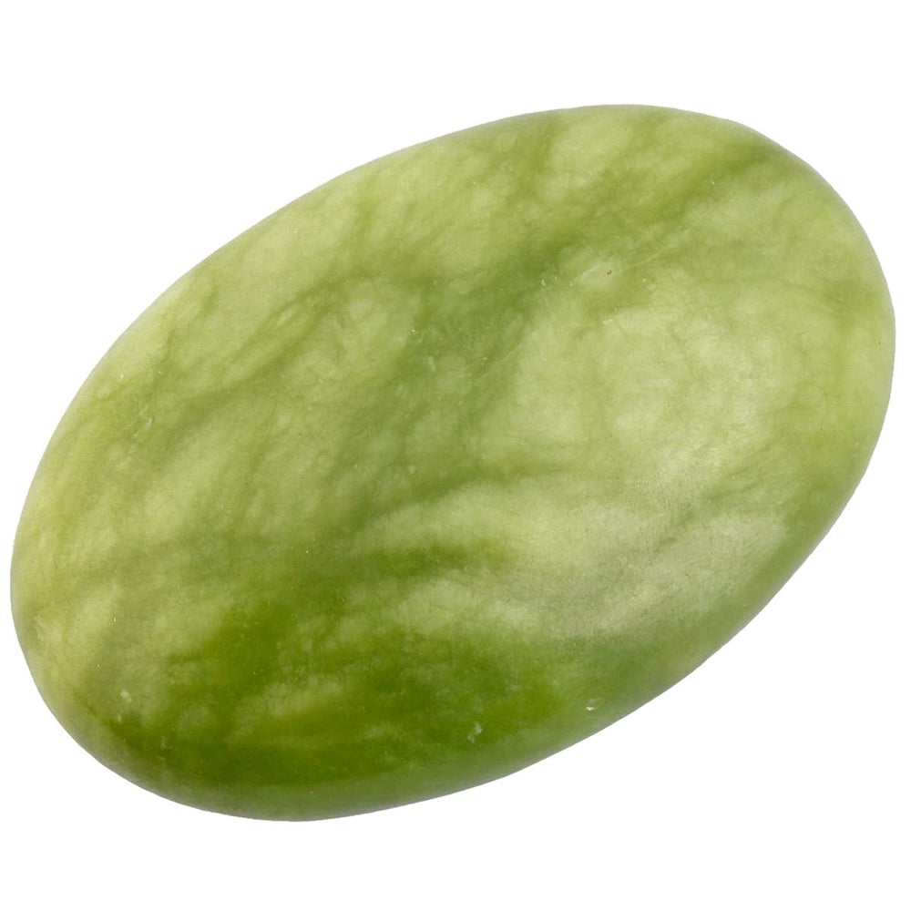 Rockcloud oval worry stone in green jade for calming hand-held relief