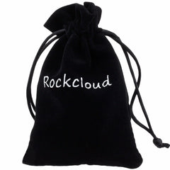 Rockcloud velvet bag with purple agate palm stone, ready for gifting.