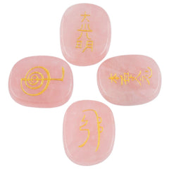Rockcloud rose quartz four-piece chakra stones engraved for balance