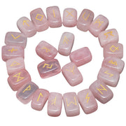 Rockcloud Rose Quartz Rune Stones front view shows smooth tumbled surfaces for meditation.