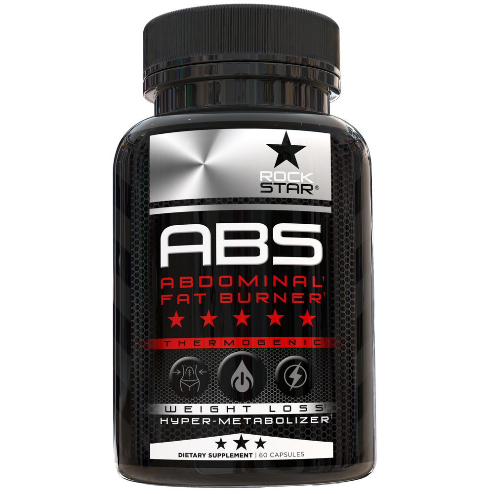 Rockstar Abs bottle front showing capsules for targeted ab fat burning support