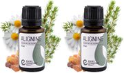 Rocky Mountain Oils Aligning bottle label shows calming rosewood and spruce notes.