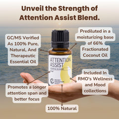 Rocky Mountain Oils Attention Assist diffuser image with woodsy aroma.