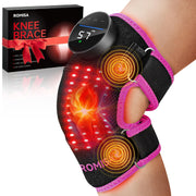 ROMISA knee brace angle view showing sleek, portable design for easy placement and relief