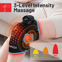 ROMISA knee massager close-up showing heat and massage action