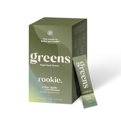 Rookie Wellness Greens powder served in water for a refreshing daily boost.