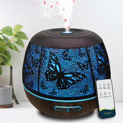 Roonbo Butterfly Diffuser 400ml tank glows softly in a calm bedroom ambiance