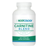 Rootcology Carnitine Blend bottle front showing vegetarian-friendly energy support