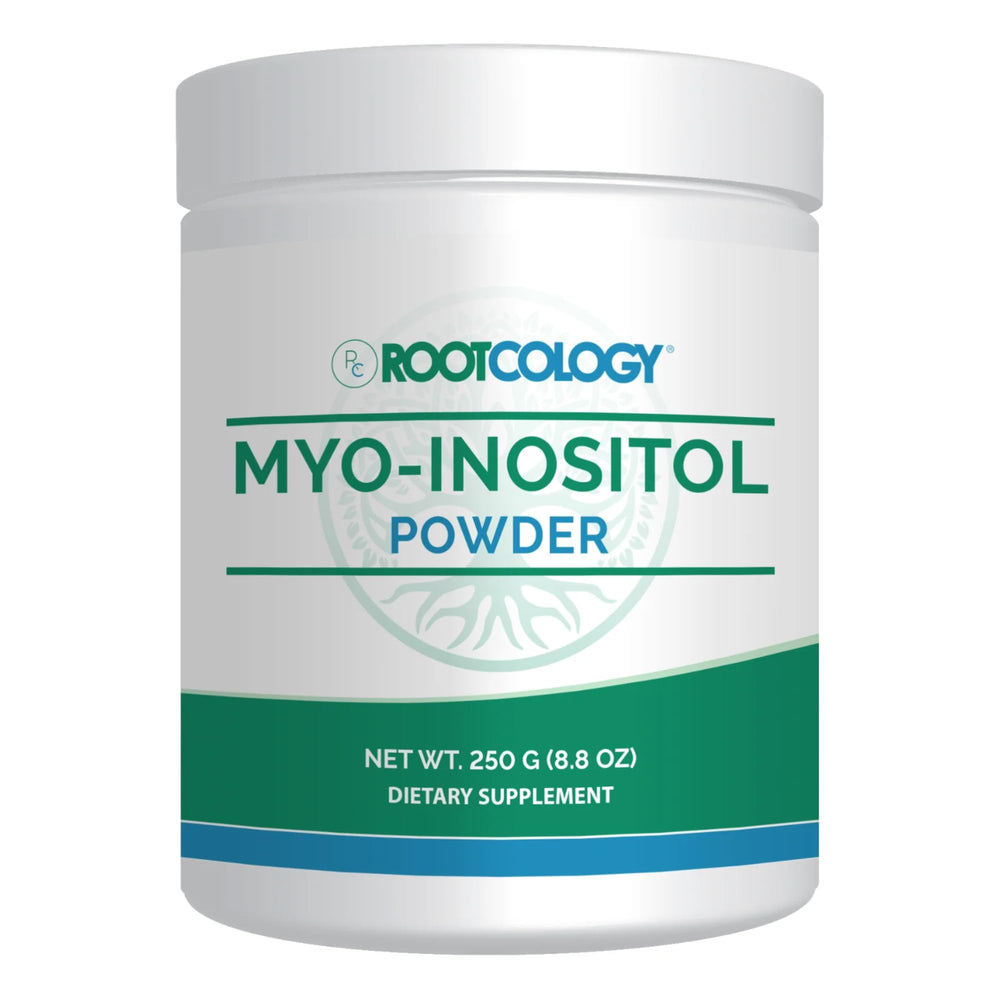 Rootcology Myo-Inositol powder bottle, easy daily use