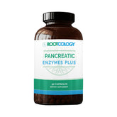 Rootcology Pancreatic Enzymes bottle pour shows easy post meal dosing