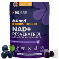 ROOTI NAD+ Plus bottle showing the complete wellness blend for daily energy and balance