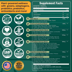 ROOTI Super Greens gummies with mushroom blend on bottle for mental clarity.