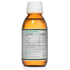 Rosita Real Foods cod liver oil liquid bottle label close-up emphasizing purity and sustainability