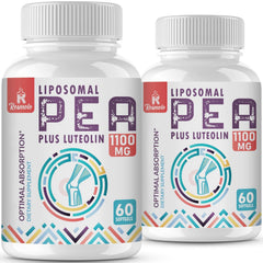 Rosmolo Liposomal PEA softgels in a bottle highlight the high-dose formula for daily use.