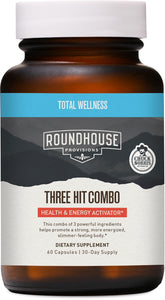 ROUNDHOUSE PROVISION Three Hit Combo bottle front showing capsules for daily energy and wellness