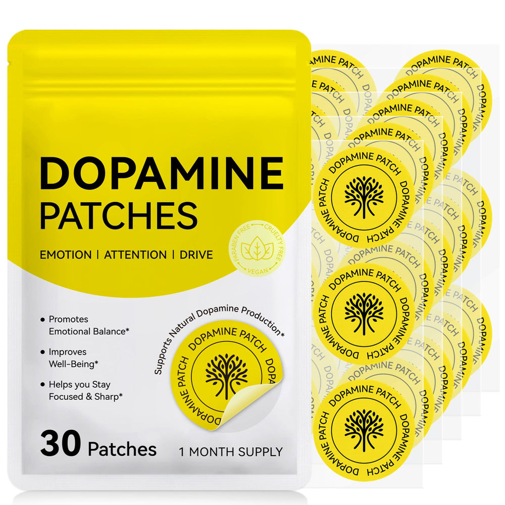 ROWKDRKB Dopamine Patches packaging highlights plant-based formula for convenient mood support.