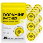 ROWKDRKB Dopamine Patches packaging highlights plant-based formula for convenient mood support.