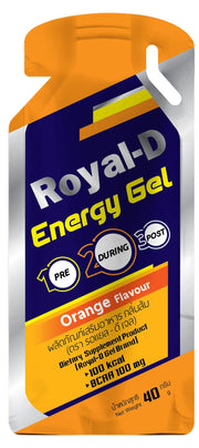 Royal-D Energy Gel orange in portable packaging for on-the-go energy during runs