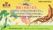Royal King ginseng ginkgo tea bags on box for a daily energy ritual.