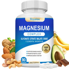Royalee Magnesium Complex bottle with 90 capsules for daily support.