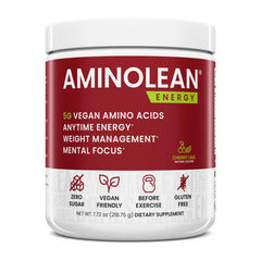 RSP NUTRITION AminoLean pre-workout powder tub for a steady energy boost during workouts.