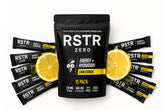 RSTR Electrolyte Sachets Lemon box front for quick hydration.