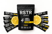 RSTR Electrolyte Sachets Lemon box front for quick hydration.