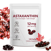 Ruduwu Astaxanthin softgels 12mg in a bottle promote eye comfort and skin vitality.