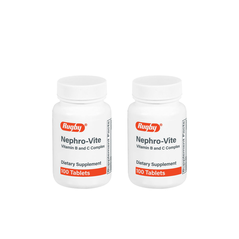 Rugby Laboratories Nephro-Vite bottle front showing daily vitamin B and C complex.