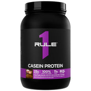 Rule 1 Casein Protein bottle front label showing 25g per serving.