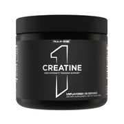Rule 1 Creatine Powder bottle highlights pure micronized creatine for high-intensity training.
