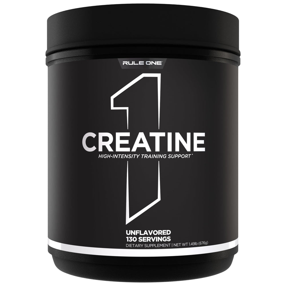 Rule 1 Creatine powder scoop enables precise dosing and quick mixing.