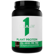 Rule 1 Plant Protein powder in dark chocolate canister for quick protein boosts