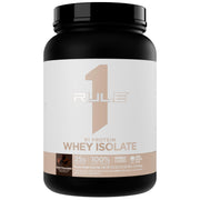 Rule 1 Protein Whey Isolate bottle in dark chocolate supports clean post-workout fueling.