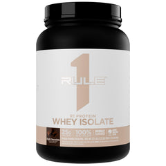 Rule 1 Protein Whey Isolate bottle in dark chocolate supports clean post-workout fueling.
