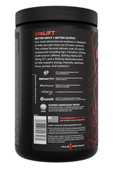 Rule 1 Proteins preLIFT powder detail close-up highlights citrulline and beta-alanine