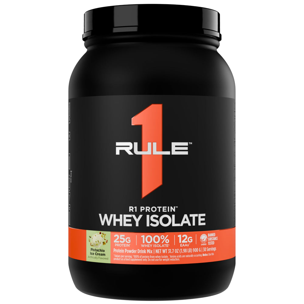 Rule 1 Proteins R1 whey isolate bottle pour for quick protein intake