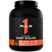 Rule 1 Proteins R1 Whey Isolate chocolate fudge bottle for quick post-workout recovery