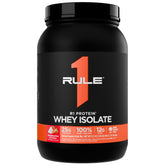 Rule 1 Proteins R1 Whey Isolate tub with Strawberries & Crème for post-workout protein