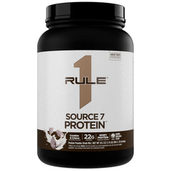 Rule 1 Proteins Source 7 Cookies Cream powder ready for a creamy dessert-like shake